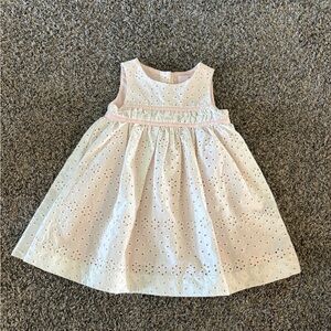 Eyelet Baby Dress in Cream and Pink